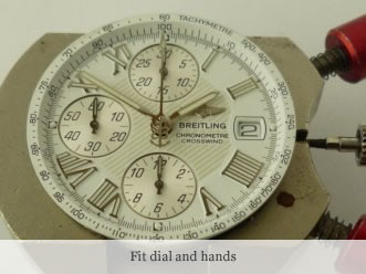 <p> Fit dial and hands</p>
