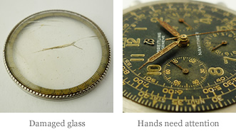 <p> Damaged glass - Hands need attention</p>